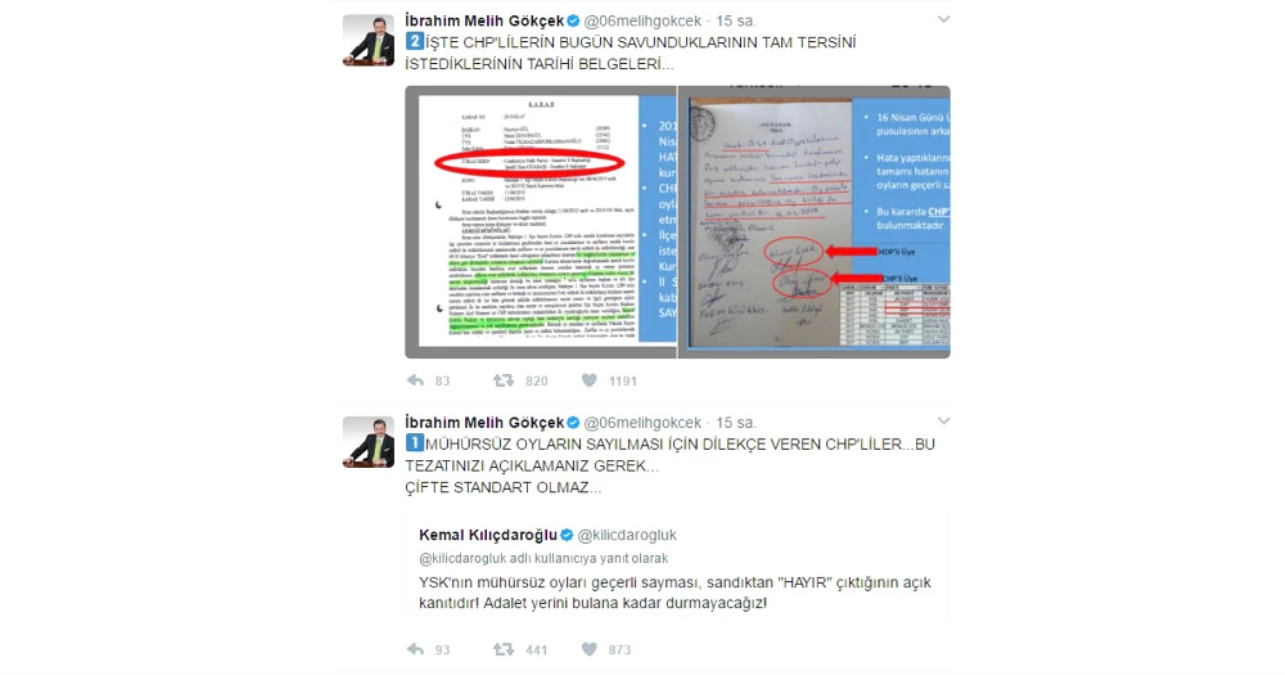 Gökçek CHP ve Hdp\'nin Eski Dilekçelerini Ortaya Çıkarttı