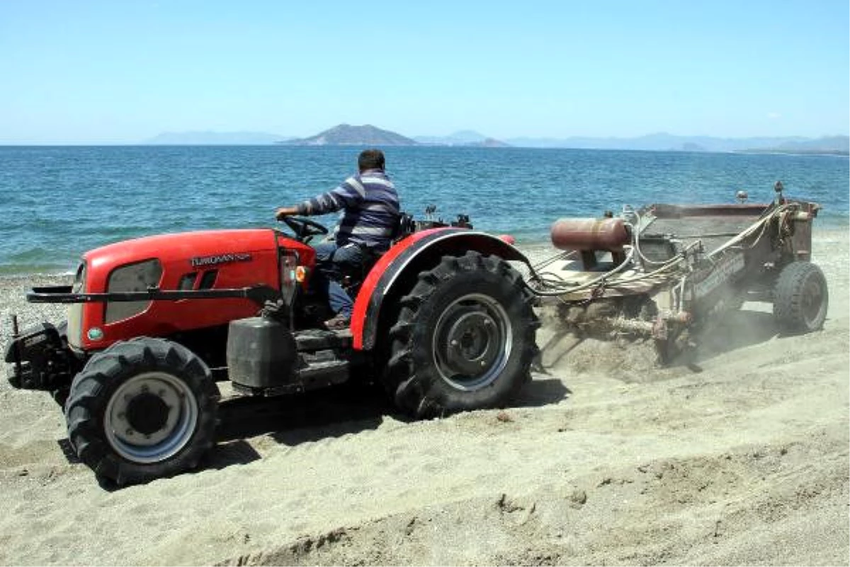 Çalış Plajı\'nda Traktörle Temizlik Yapıldı