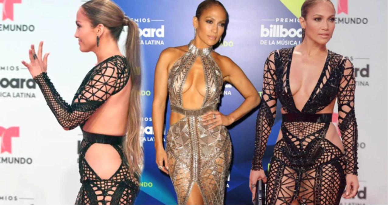 ABD\'li Oyuncu Jennifer Lopez\'in Yarı Çıplak Kıyafeti Ödül Gecesine Damga Vurdu