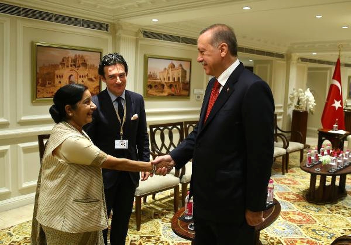 Cumhurbaşkanı Erdoğan Hindistan Dışişleri Bakanı Swaraj\'ı Kabul Etti