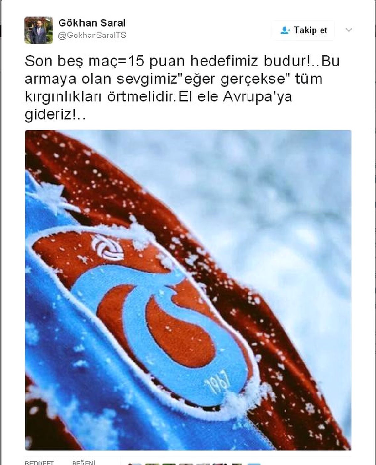 Saral, "5 Maçta 15 Puan Hedefliyoruz"