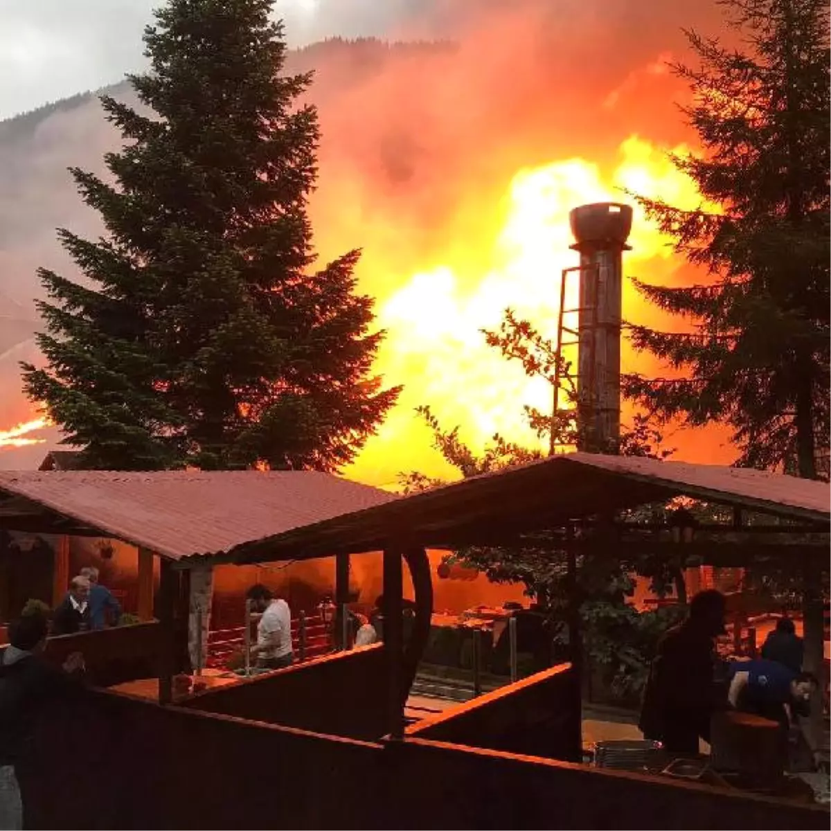 Turizm Merkezi Uzungöl\'de Restoran Yangını Korkuttu