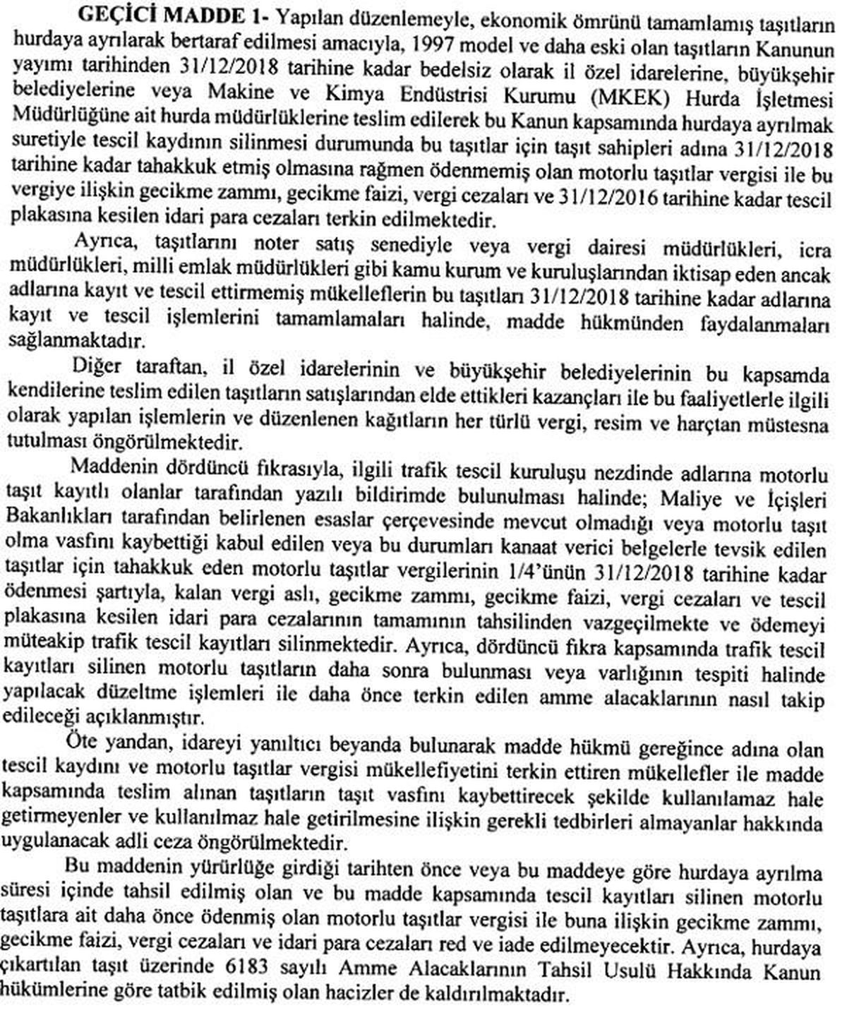 Hurda Araç Yasası 2017, Hurda Araç Sahiplerinin Vergi Cezaları Siliniyor