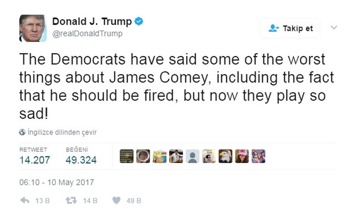 Trump\'tan Comey Açıklaması: "Washington\'daki Herkesin Güvenini Kaybetti"