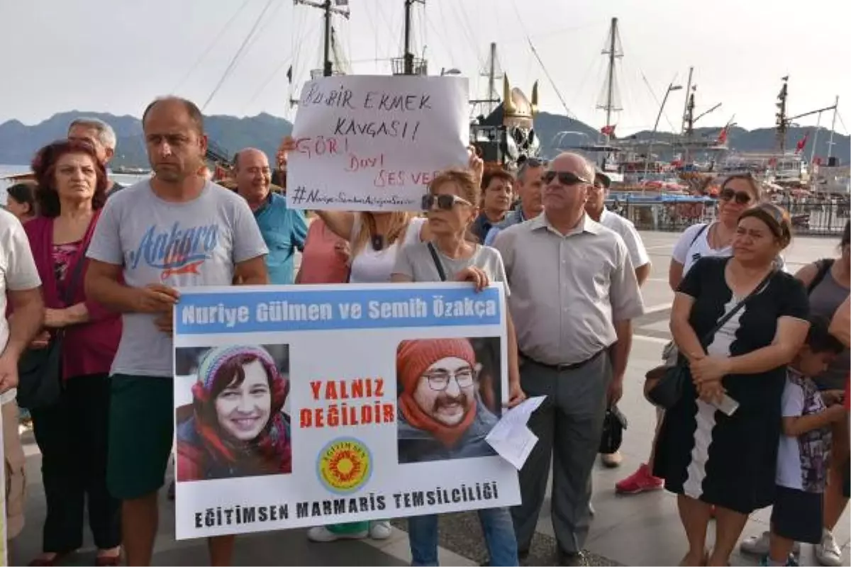 Marmaris\'te Açlık Grevindeki Akademisyen ve Öğretmene Destek Eylemi