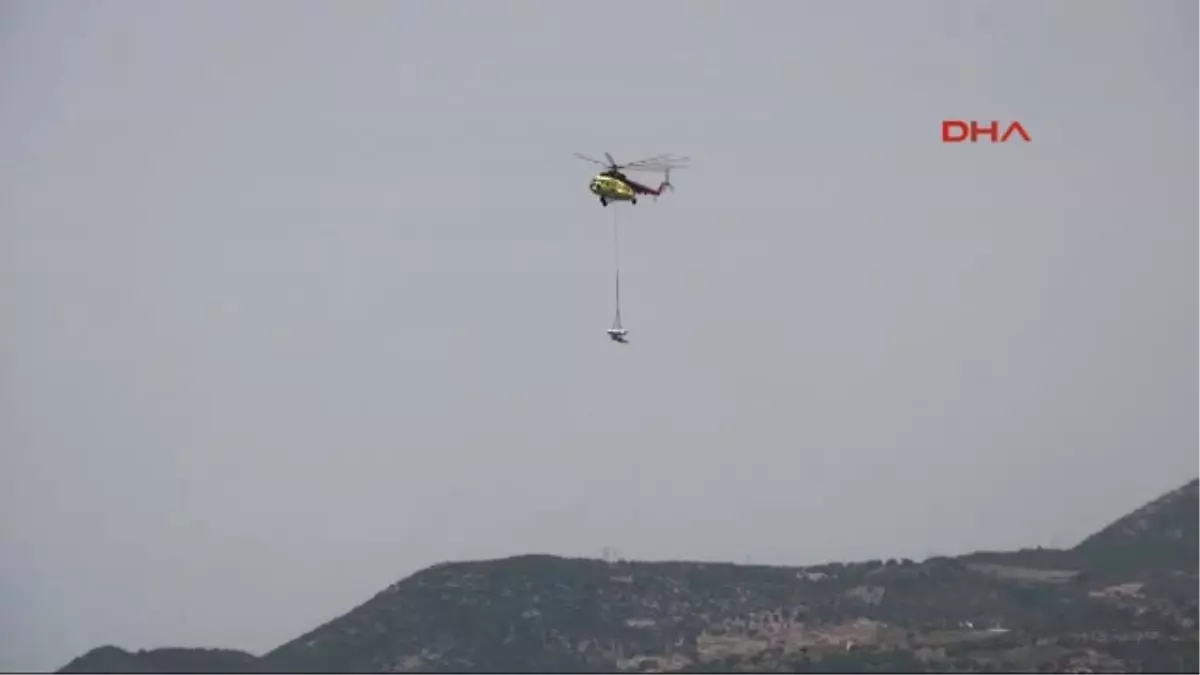 Antalya Alanya Teleferik\'in Son Direklerini Helikopter Taşıdı