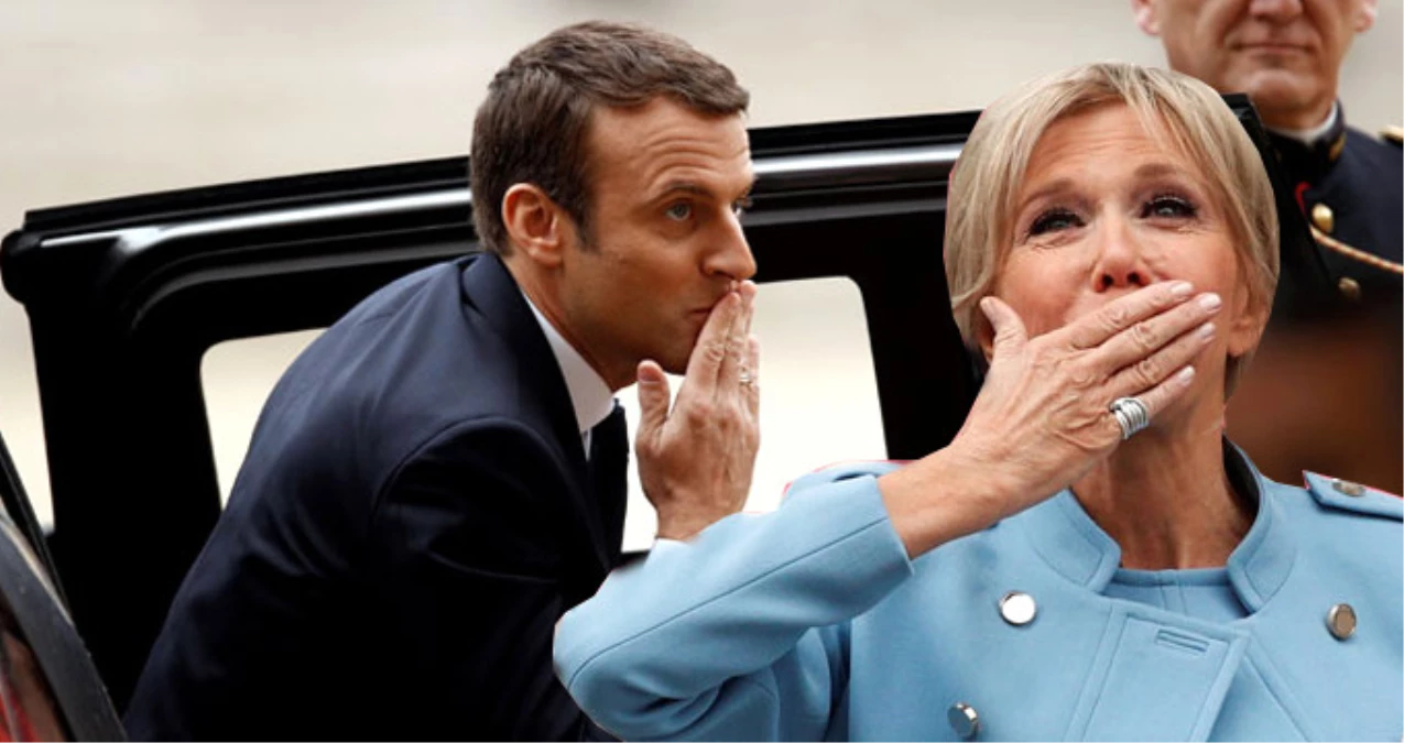 Fransa\'nın Yeni Cumhurbaşkanı Saray\'ın Anahtarını Aldı, 24 Yaş Büyük Eşine Öpücüğü Attı