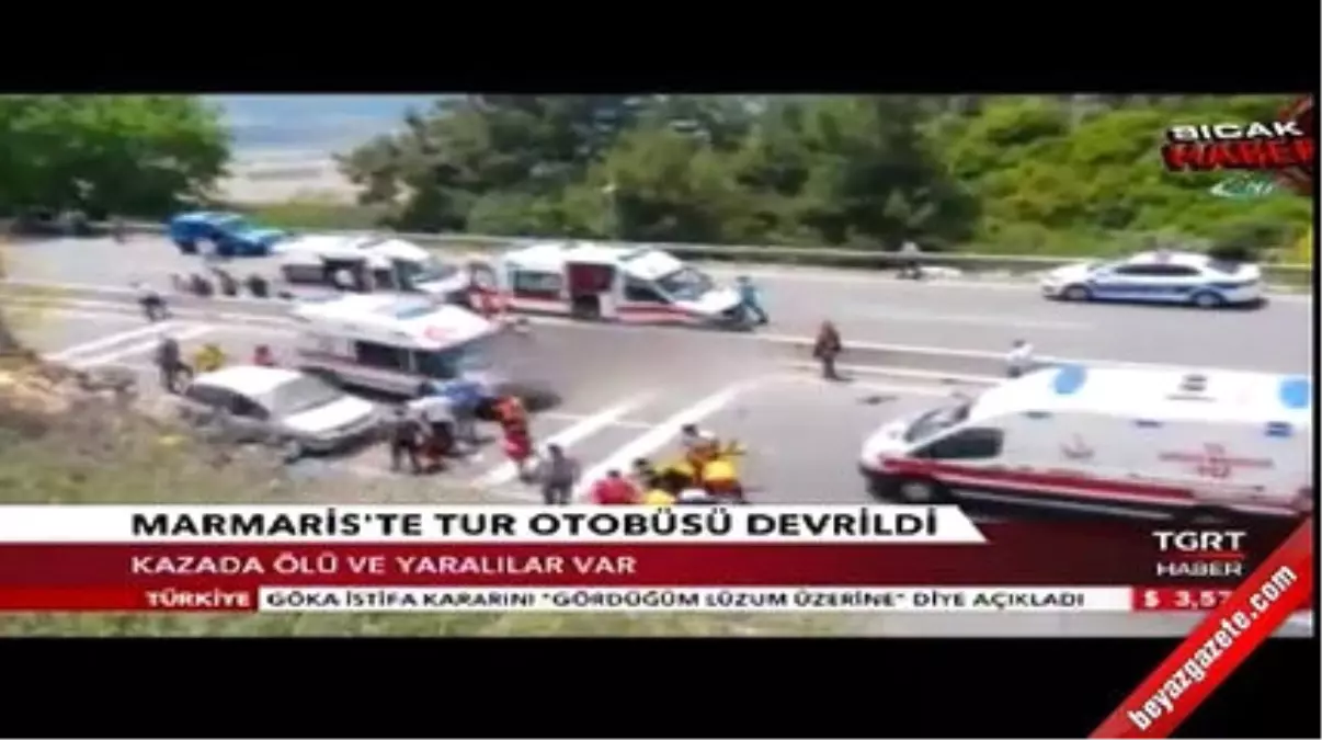 Muğla Marmaris\'te Yolcu Otobüsü Devrildi! Ölü ve Yaralılar Var