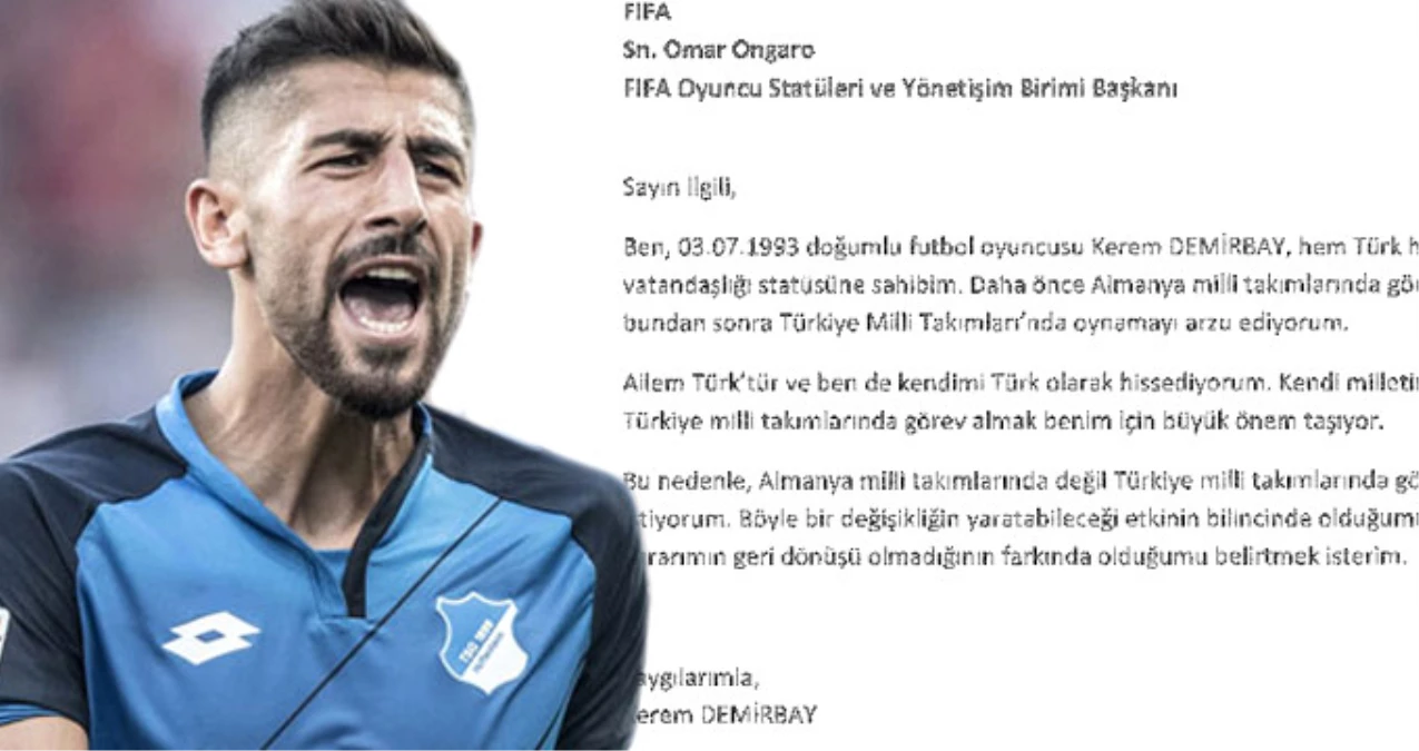 Almanya\'yı Seçen Kerem Demirbay, FIFA\'ya "Türkiye\'yi Seçtim" Yazısı Göndermiş