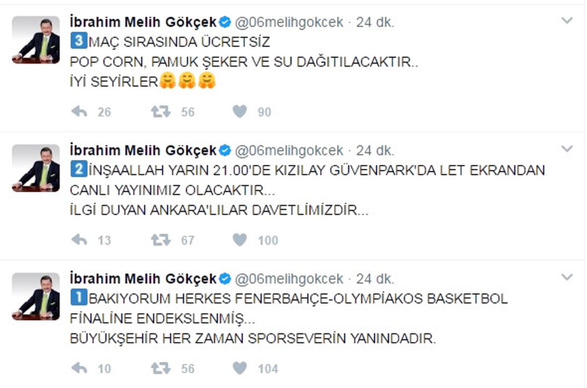 Ankara Büyükşehir Belediyesi\'nden Fenerbahçe-Olympiakos Maçına Dev Ekran