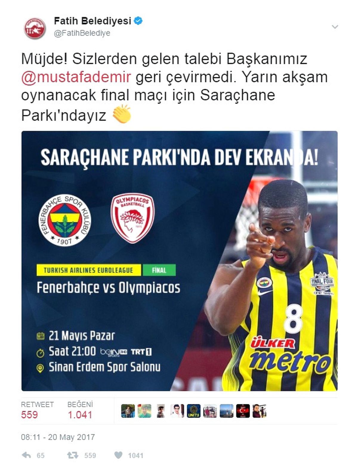 Final-Four Final Heyecanı Saraçhane Parkı\'nda Dev Ekranda Yaşanacak
