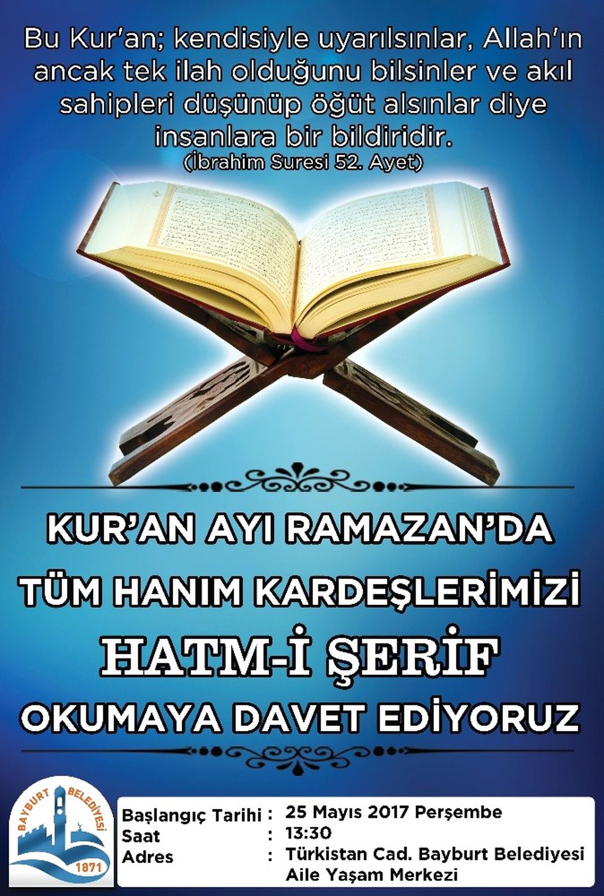 Aile Yaşam Merkezi\'nden Hatm-i Şerif