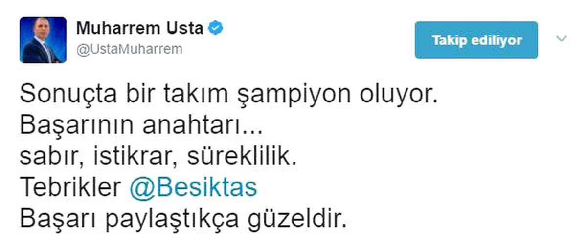 Trabzonspor Başkanı Usta\'dan Beşiktaş\'a Kutlama