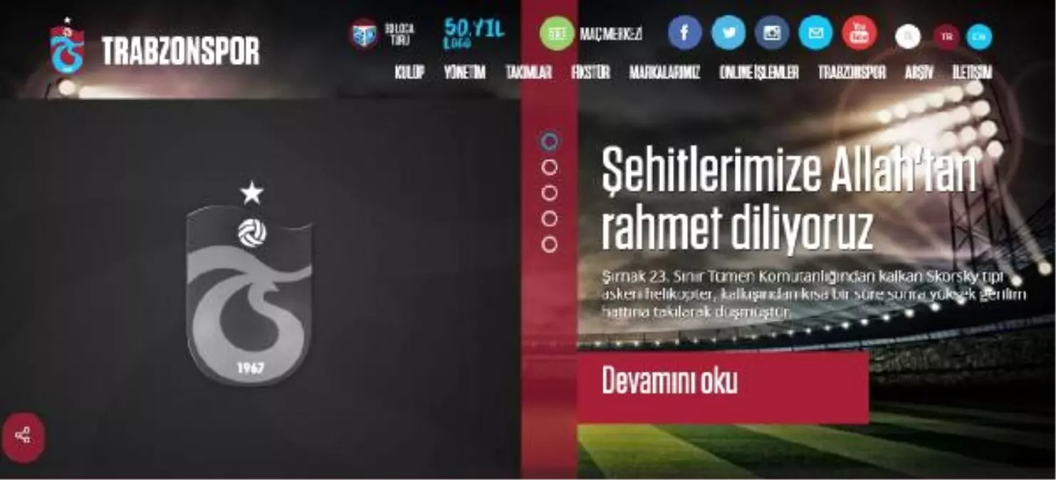 Trabzonspor\'dan Şehitler İçin Başsağlığı Mesajı