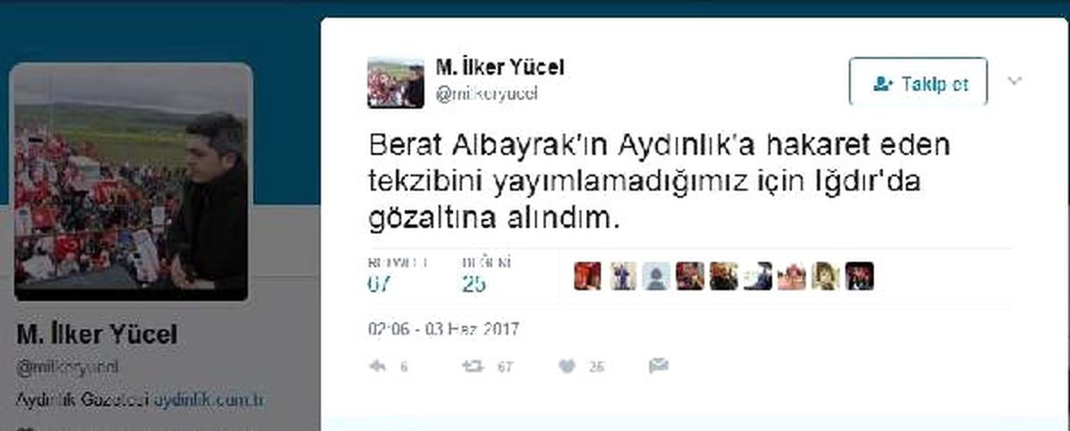 Aydınlık Gazetesi Yönetmeni Yücel, Gözaltına Alındı