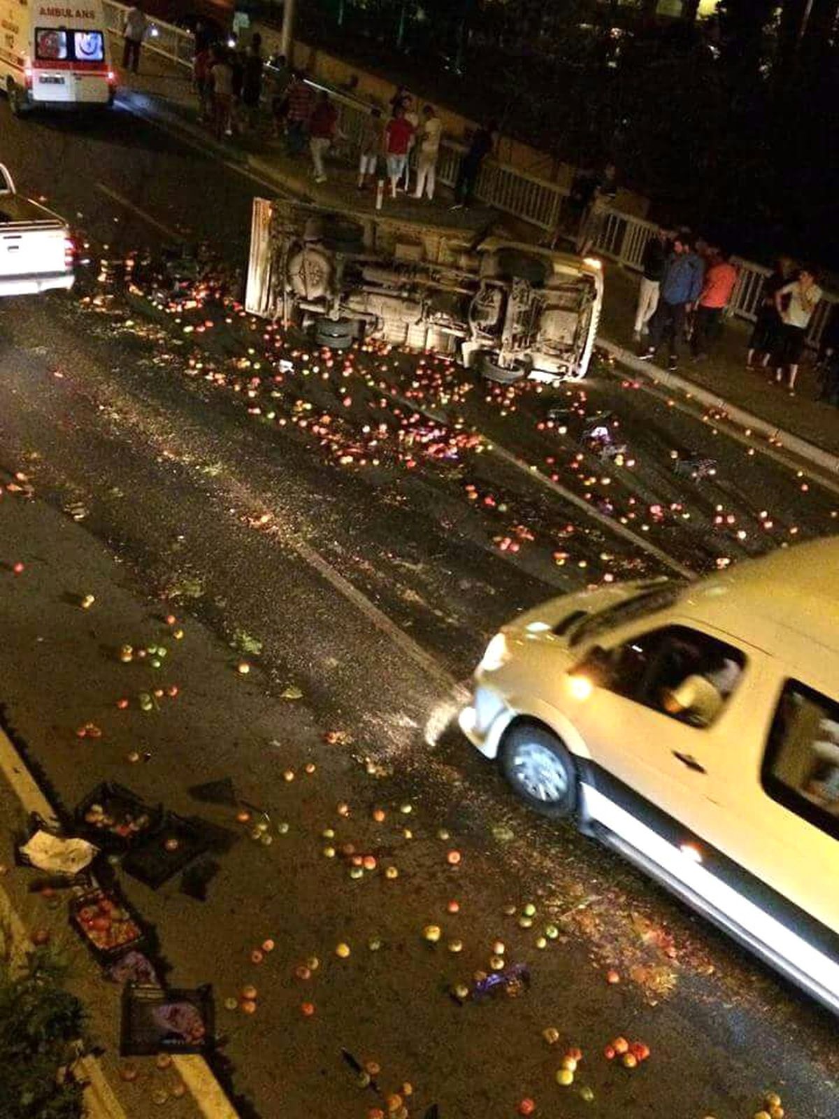 Alanya\'da Meyve Yüklü Kamyonet Devrildi