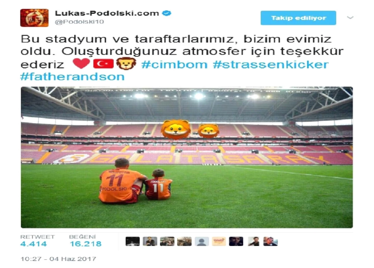 Podolski, Türk Telekom Stadyumu\'na Veda Etti