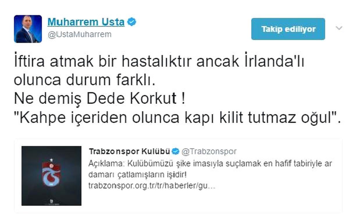 Trabzonspor Başkanı Usta: Kahpe İçeriden Olunca Kapı Kilit Tutmaz