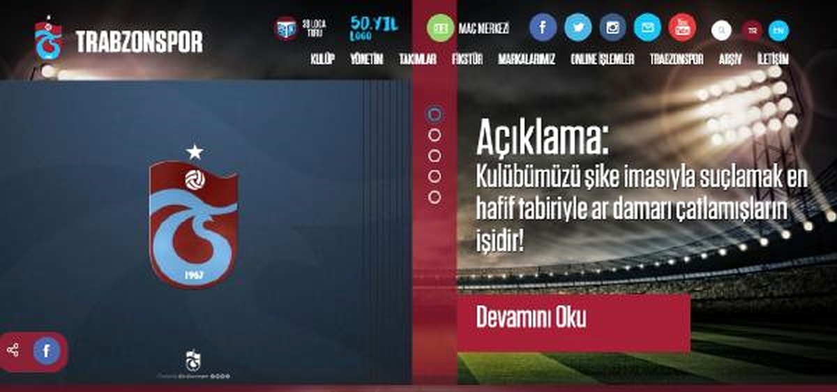 Trabzonspor\'dan Açıklama: "Trabzonspor\'u Şike İmasıyla Suçlamak Ar Damarı Çatlamışların İşidir"