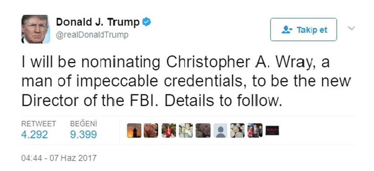ABD Başkanı Trump, Fbı Direktörü Adayını Açıkladı