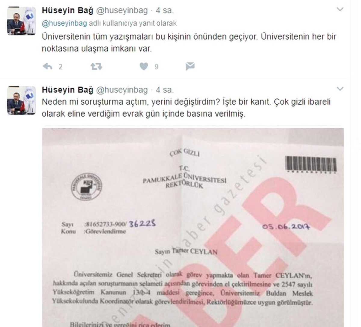 Paü Rektör Bağ, Sosyal Medyadan Tepki Gösterdi