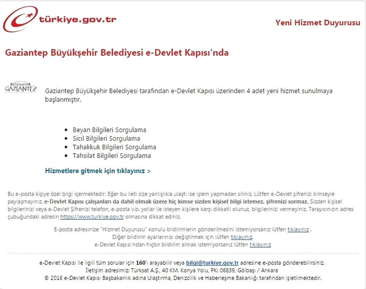Gaziantep Büyükşehir Belediyesi E-devlet Sistemine Geçti
