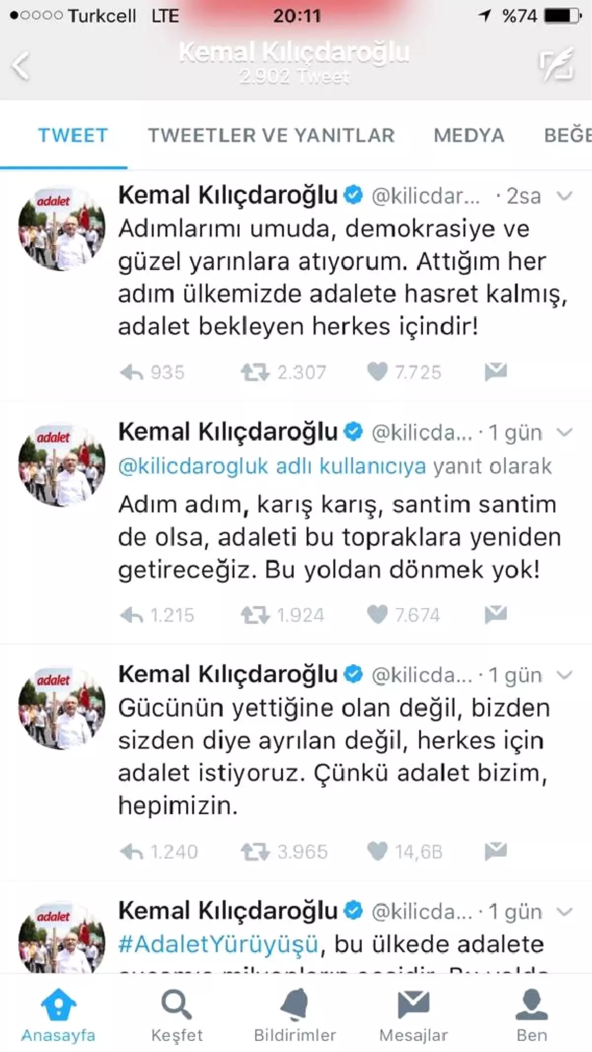 Kılıçdaroğlu: Attığım Her Adım Ülkemizde Adalete Hasret Kalmış Herkes İçindir