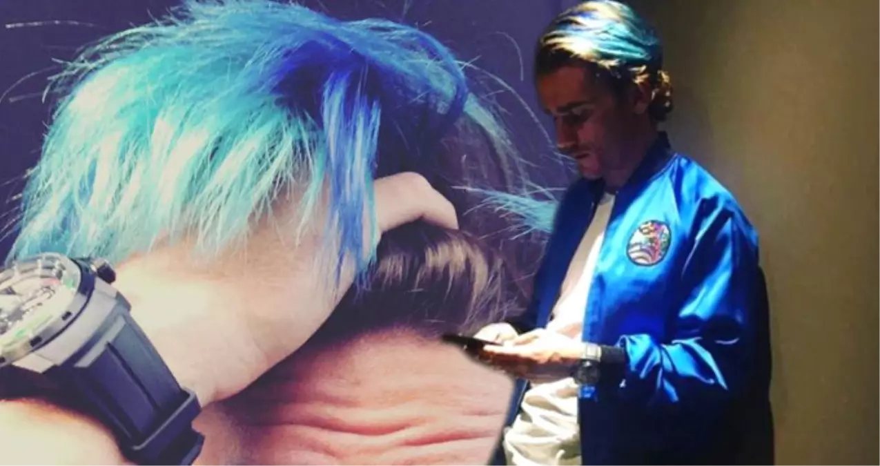 Atletico Madrid\'li Griezmann, Saçlarını Maviye Boyattı