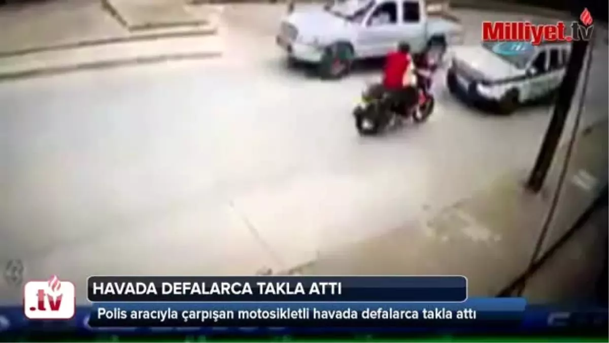 Motosikletli Havada Defalarca Takla Attı