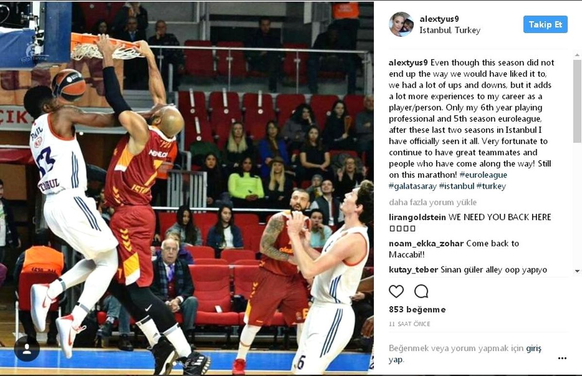Alex Tyus, Galatasaray\'a Veda Etti