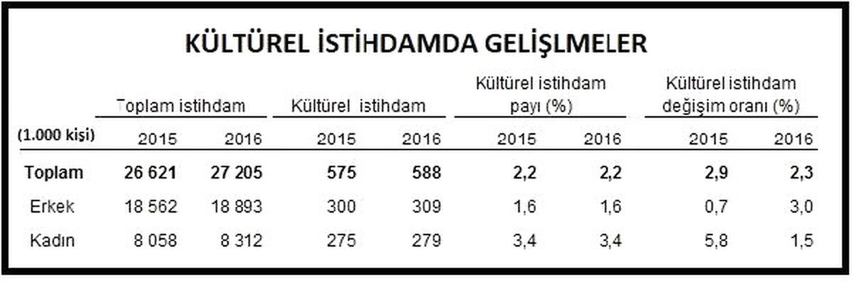Türkiye\'de 588 Bin Kişi "Kültürel" İstihdam Ediliyor