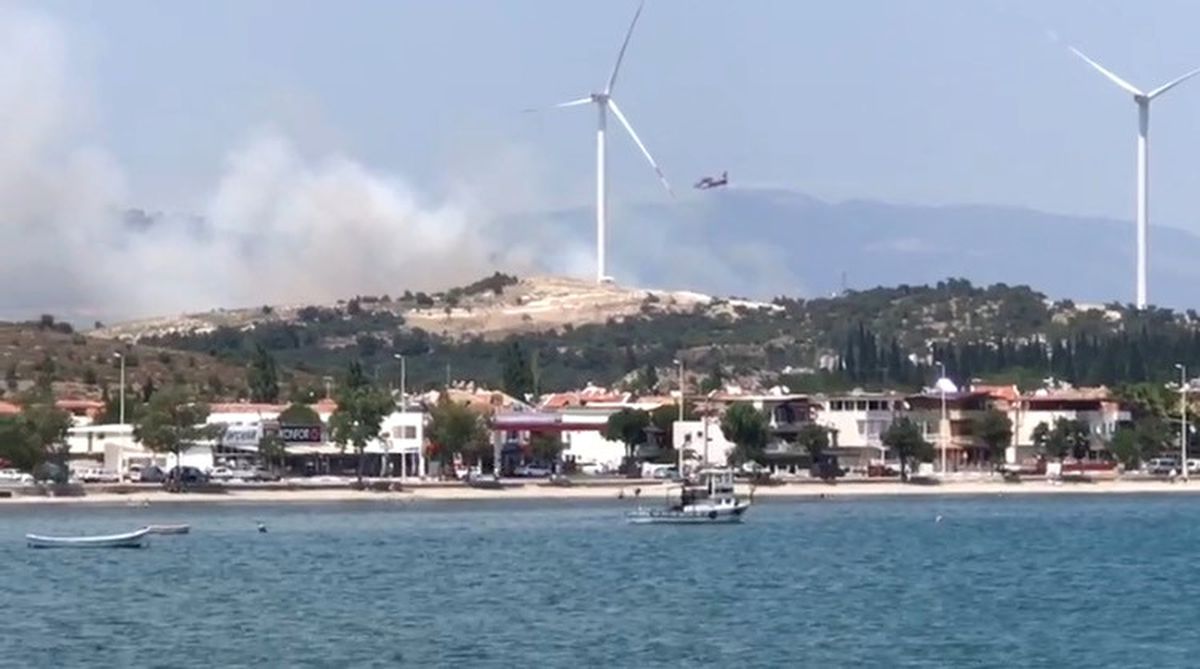 İzmir\'de Ormanlık Alanda Yangın
