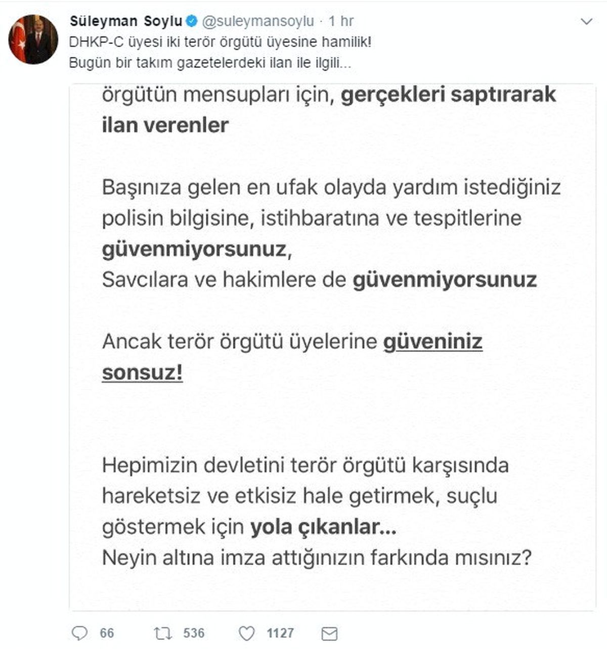 Bakan Soylu\'dan "İlan" Tepkisi
