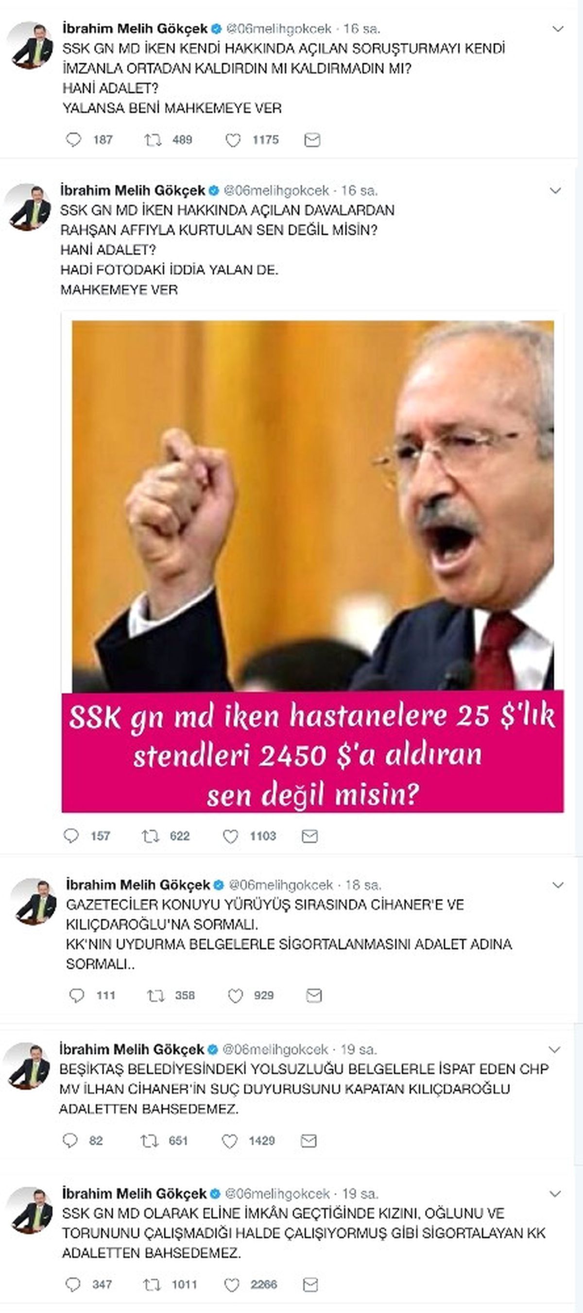 Gökçek\'ten Kılıçdaroğlu\'na \'Adalet\' Göndermesi