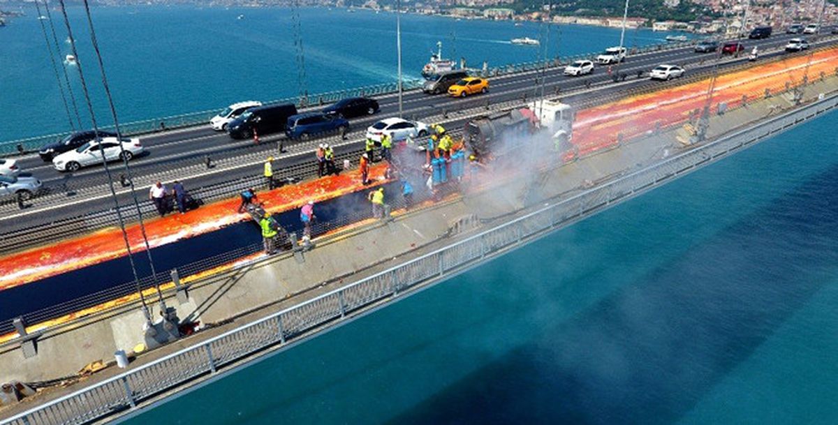 15 Temmuz Köprüsüne İlk Asfalt Döküldü