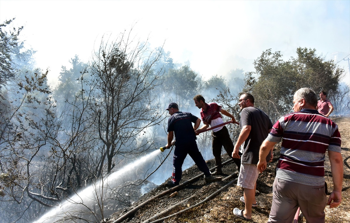 Antalya\'da Villaların Bulunduğu Bölgede Maki Yangını