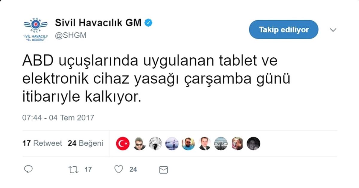 Elektronik Eşya Yasağıyla İlgili Bir Açıklama da Shgm\'den