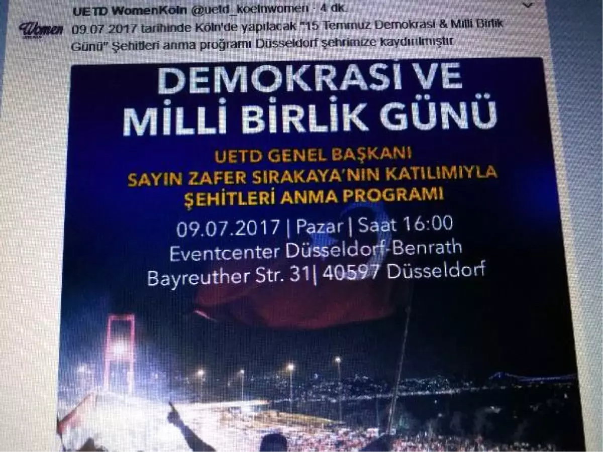 Almanya\'nın Köln Kentinde de 15 Temmuz Etkinlikleri İptal Edildi