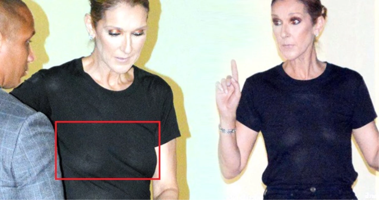 Yastan Çıkan Celine Dion\'un Flaşlar Patlayınca Göğüs Uçları Belli Oldu