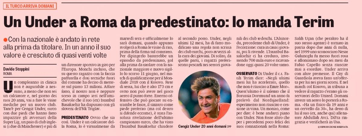 Cengiz Ünder\'in Transferi Italyan Basınında