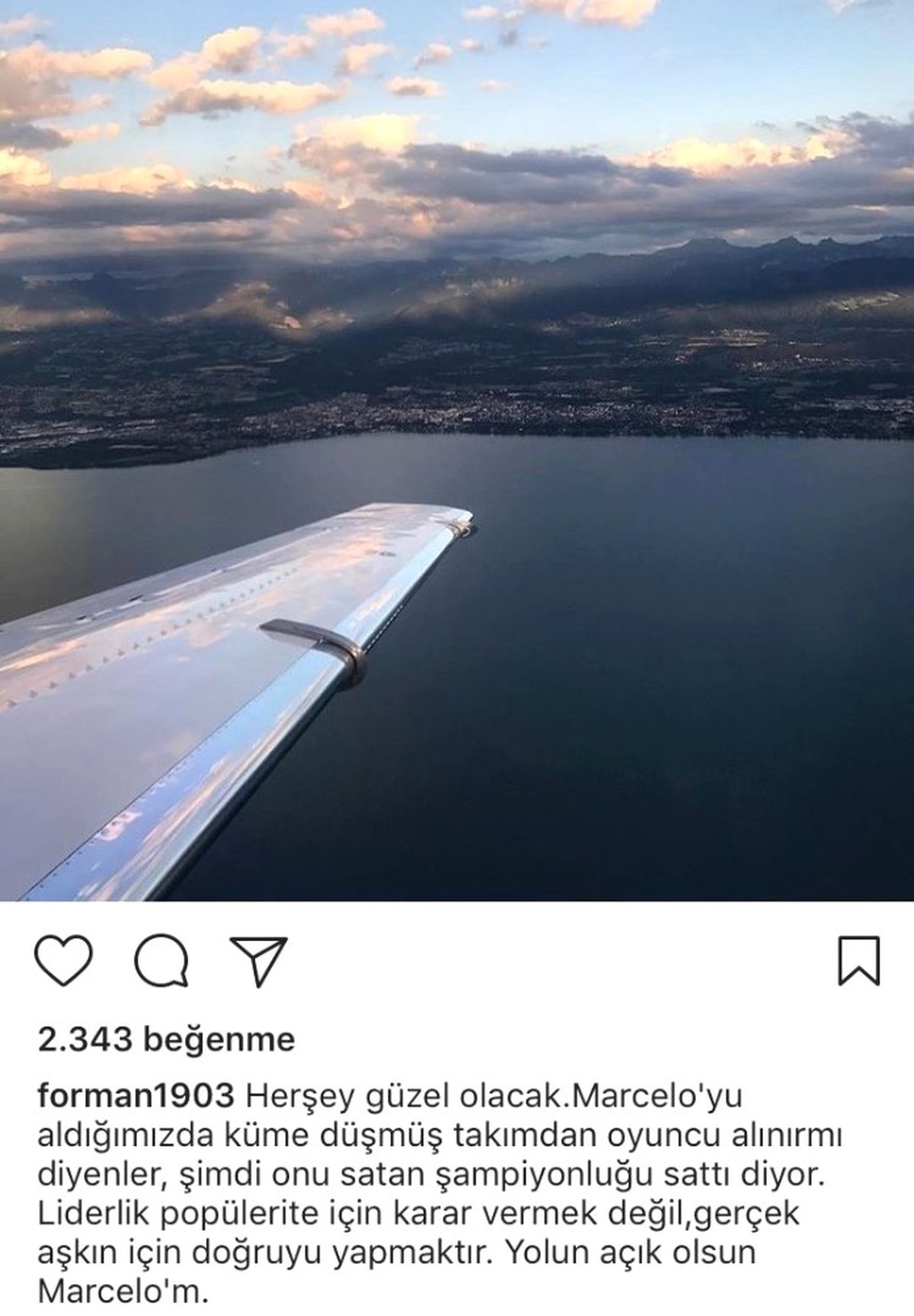 Fikret Orman: "Yolun Açık Olsun Marcelo\'m"