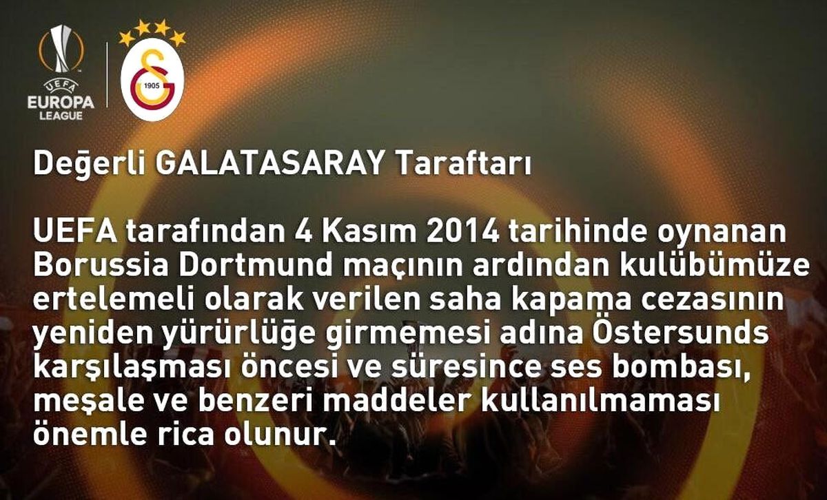Galatasaray\'dan Taraftara Uyarı