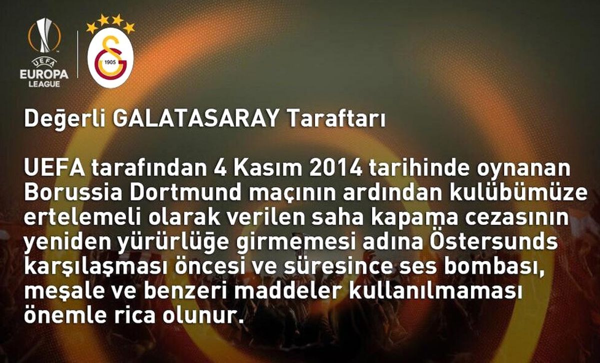 Galatasaray\'dan Taraftarına Uyarı