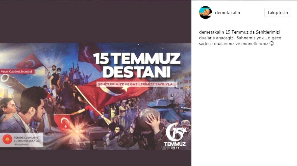 Demet Akalın \'15 Temmuz\' Sahnesini İptal Etti