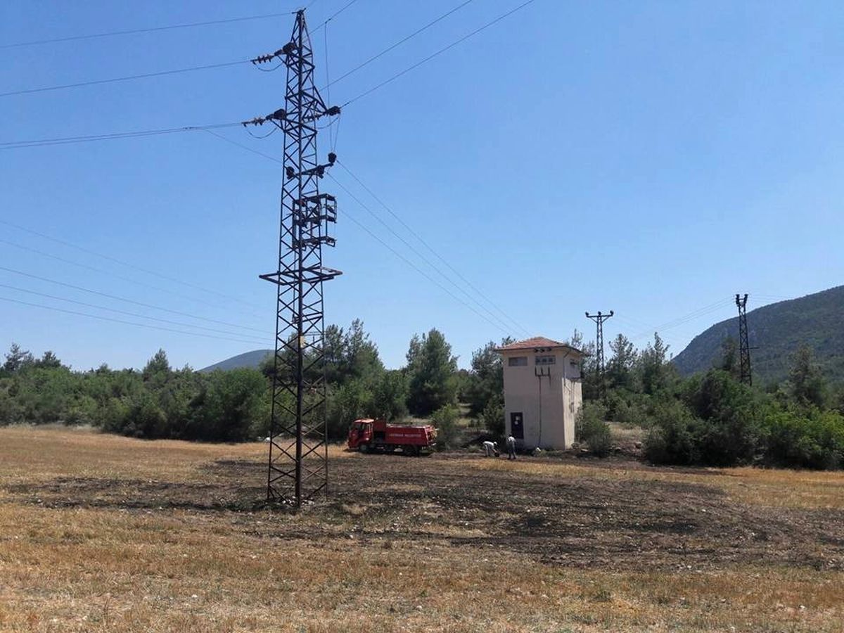 Elektrik Direğinden Çıkan Kıvılcım Anızları Tutuşturdu