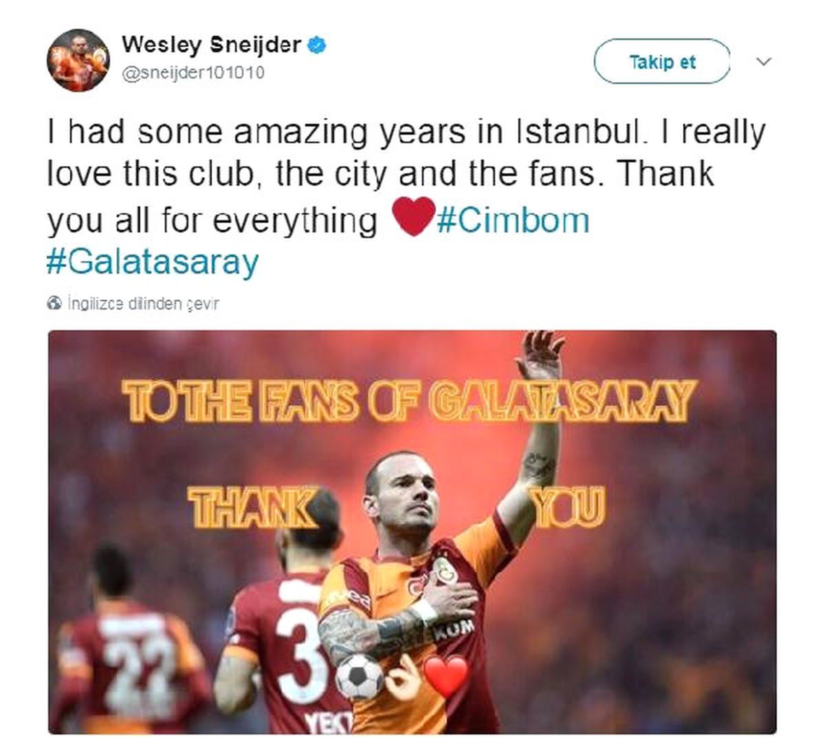 Sneijder\'dan Veda Mesajı