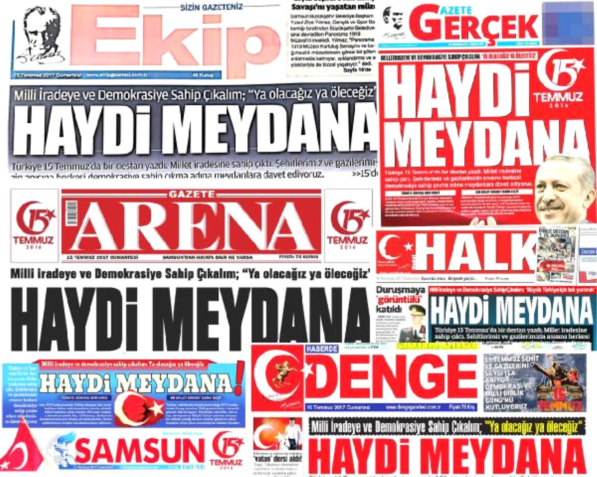 Samsun\'da Yerel Gazetelerden Ortak 15 Temmuz Manşeti