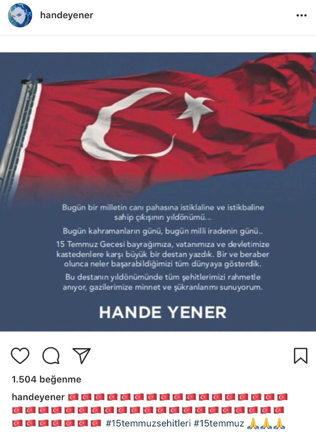 Ünlüler \'15 Temmuz\'u Unutmadı