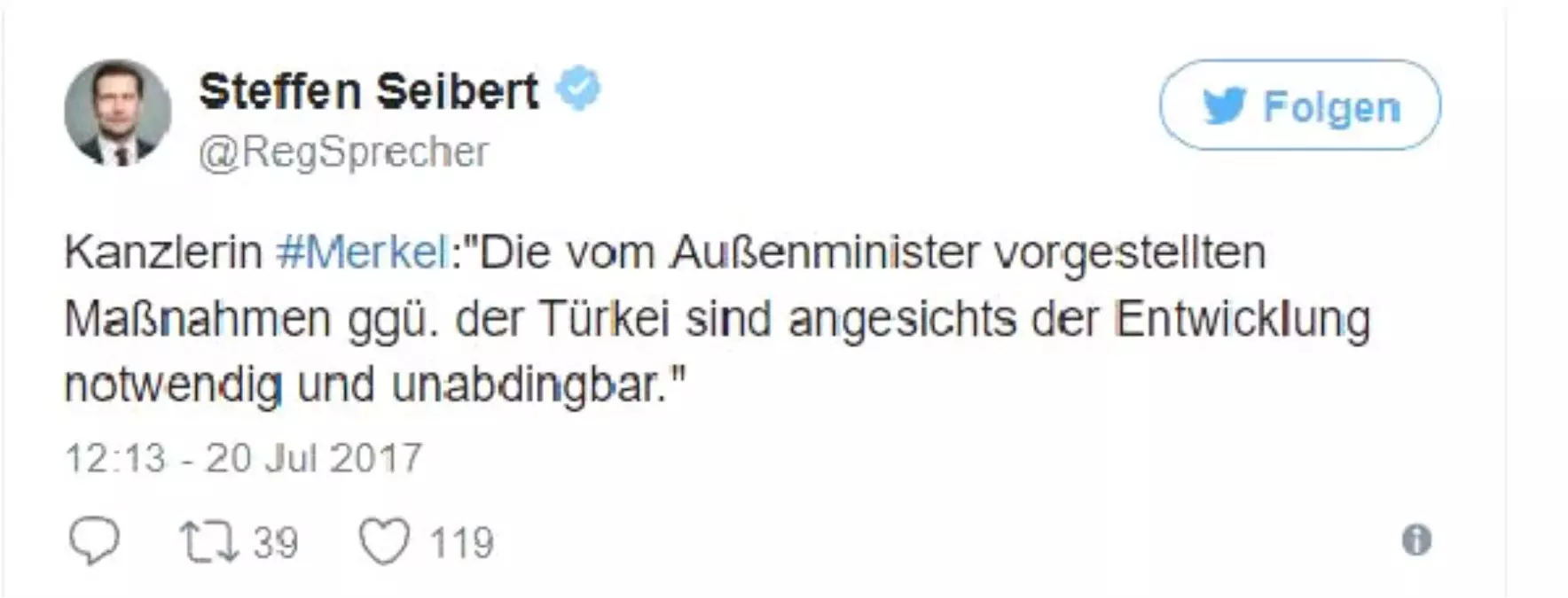 Gabriel\'in Türkiye\'ye Yönelik Açıkladığı Önlemlere Merkel\'den Destek