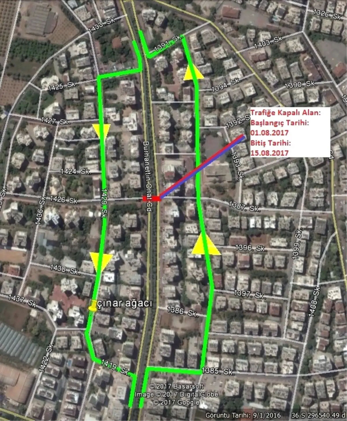 Burhanettin Onat Caddesi Trafiğe Kapanıyor